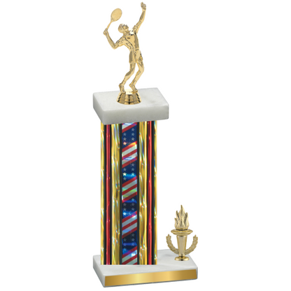 Accented Single Flag USA Victory Tennis Trophy