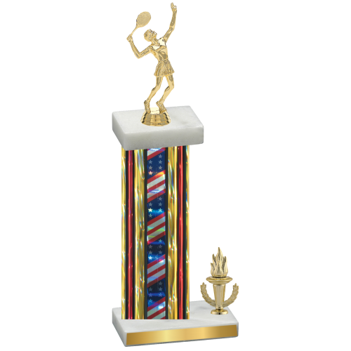 Accented Single Flag USA Victory Tennis Trophy