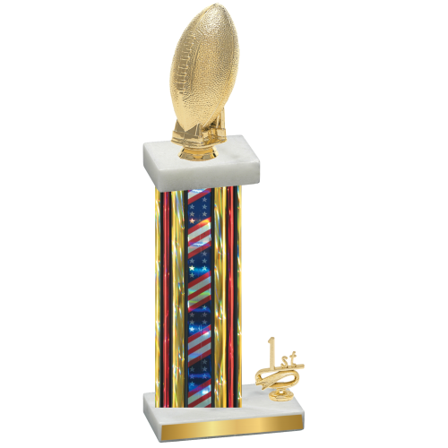 Accented Single Flag USA First Place Football Trophy