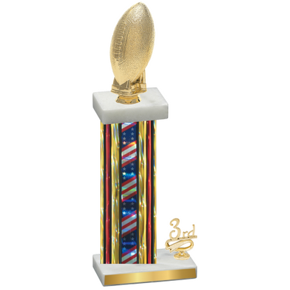 Accented Single Flag USA Third Place Football Trophy