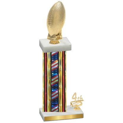 Accented Single Flag USA Fourth Place Football Trophy