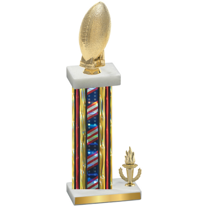 Accented Single Flag USA Victory Football Trophy