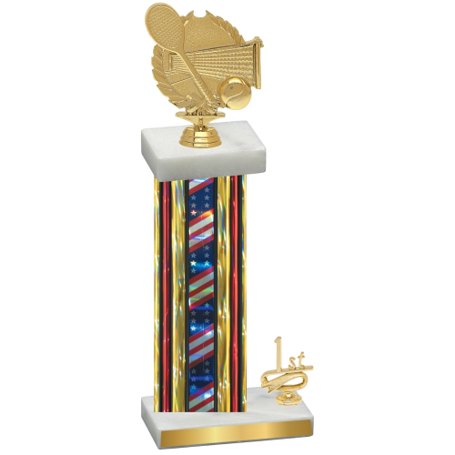 Accented Single Flag USA First Place Tennis Trophy