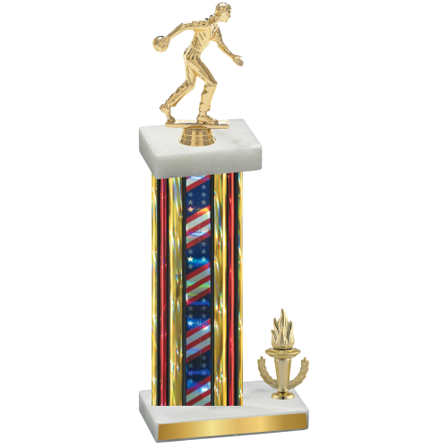 Accented Single Flag USA Victory Bowling Trophy