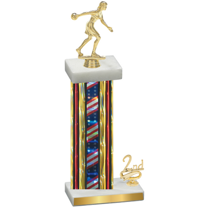 Accented Single Flag USA Second Place Bowling Trophy