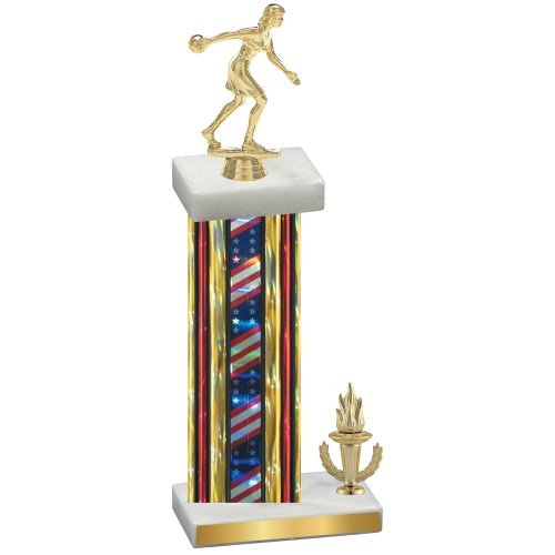 Accented Single Flag USA Victory Bowling Trophy