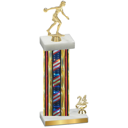 Accented Single Flag USA Year Bowling Trophy