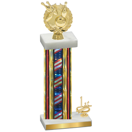 Accented Single Flag USA First Place Bowling Trophy