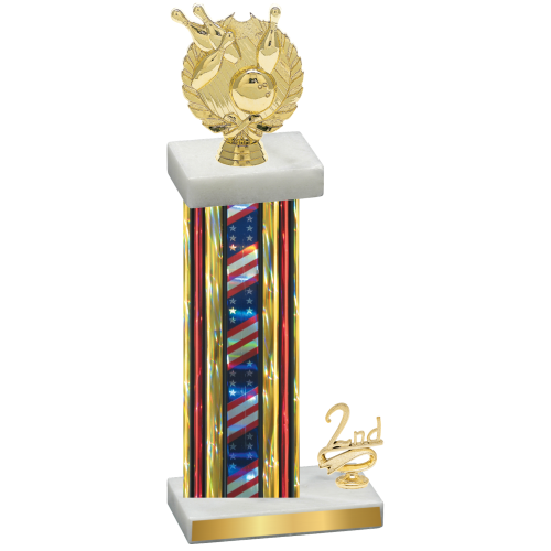 Accented Single Flag USA Second Place Bowling Trophy