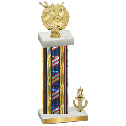 Accented Single Flag USA Victory Bowling Trophy