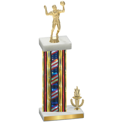 Accented Single Flag USA Victory Volleyball Trophy