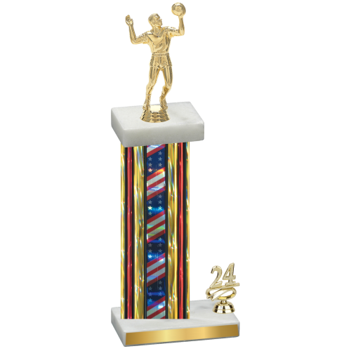 Accented Single Flag USA Year Volleyball Trophy