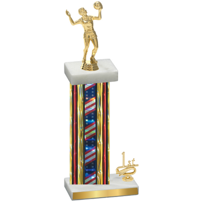 Accented Single Flag USA First Place Volleyball Trophy