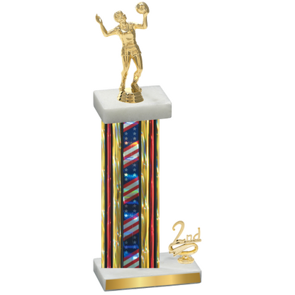 Accented Single Flag USA Second Place Volleyball Trophy