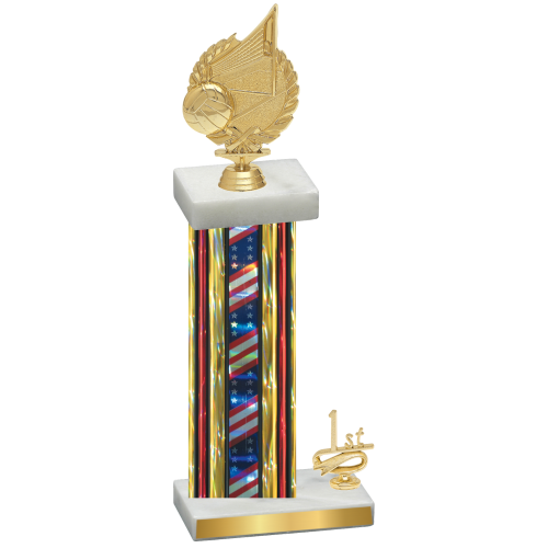 Accented Single Flag USA First Place Volleyball Trophy
