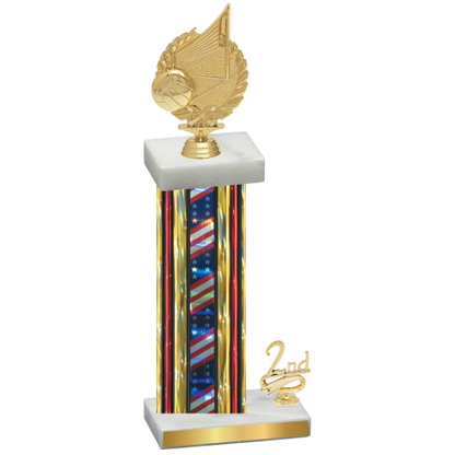 Accented Single Flag USA Second Place Volleyball Trophy