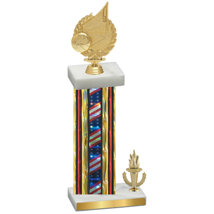 Accented Single Flag USA Victory Volleyball Trophy