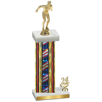 Accented Single Flag USA Year Swimming Trophy