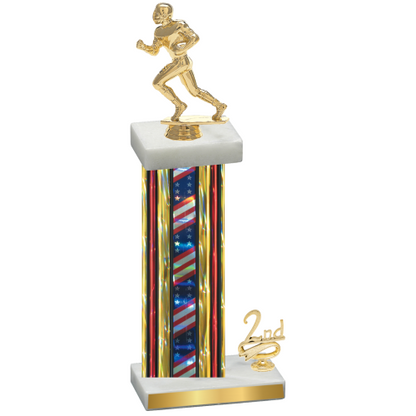 Accented Single Flag USA Second Place Football Trophy