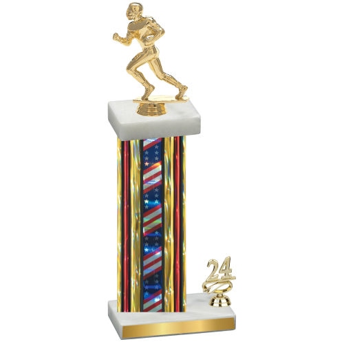 Accented Single Flag USA Year Football Trophy