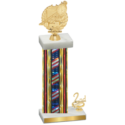 Accented Single Flag USA Second Place Swimming Trophy