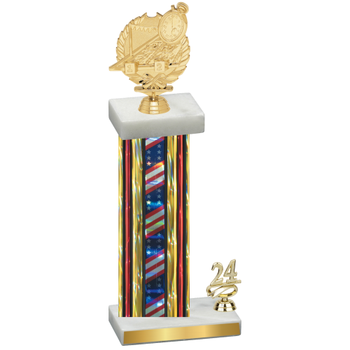 Accented Single Flag USA Year Swimming Trophy