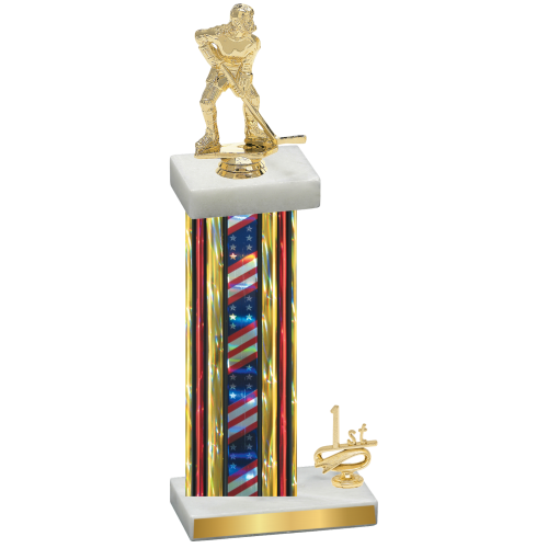 Accented Single Flag USA First Place Hockey Trophy