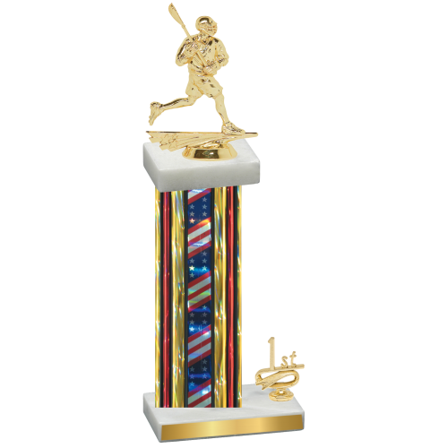 Accented Single Flag USA First Place Lacrosse Trophy