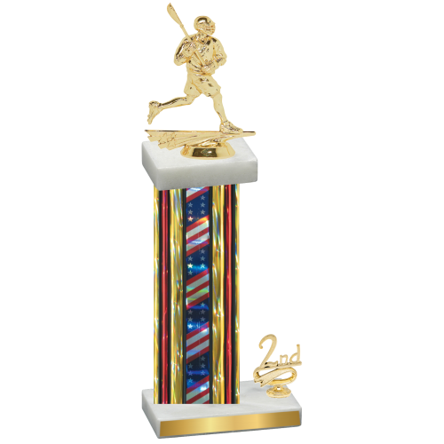 Accented Single Flag USA Second Place Lacrosse Trophy