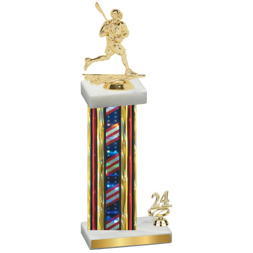 Accented Single Flag USA Year Lacrosse Trophy