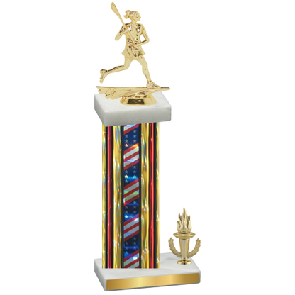 Accented Single Flag USA Victory Lacrosse Trophy