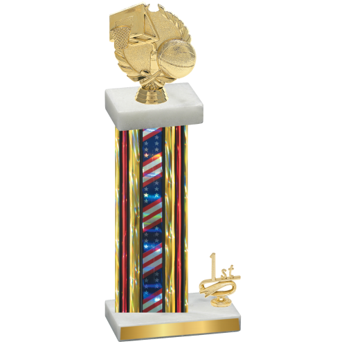 Accented Single Flag USA First Place Basketball Trophy