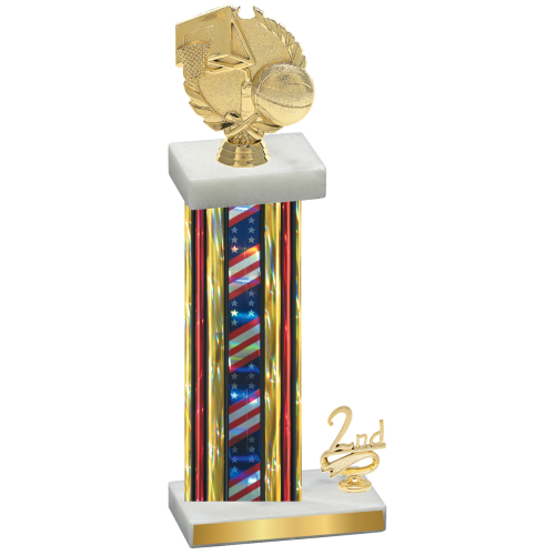 Accented Single Flag USA Second Place Basketball Trophy