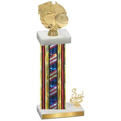 Accented Single Flag USA Third Place Basketball Trophy