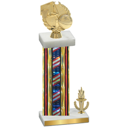 Accented Single Flag USA Victory Basketball Trophy