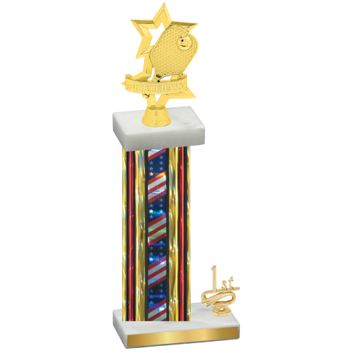 Accented Single Flag USA First Place Pickleball Trophy