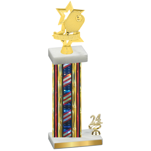 Accented Single Flag USA Year Pickleball Trophy