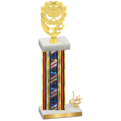 Accented Single Flag USA First Place Pickleball Trophy