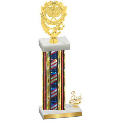 Accented Single Flag USA Third Place Pickleball Trophy
