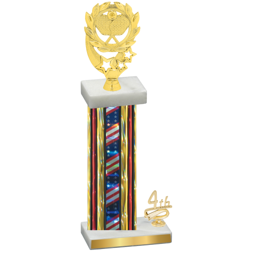 Accented Single Flag USA Fourth Place Pickleball Trophy