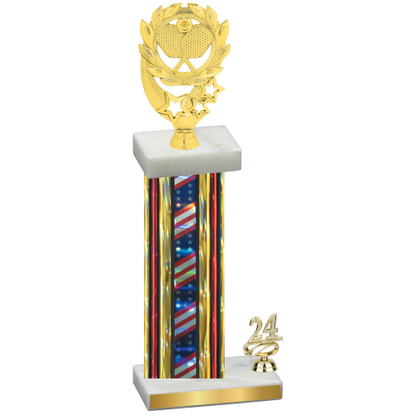 Accented Single Flag USA Year Pickleball Trophy