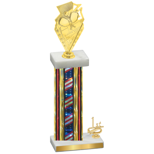 Accented Single Flag USA First Place Pickleball Trophy