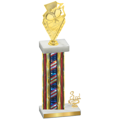 Accented Single Flag USA Third Place Pickleball Trophy