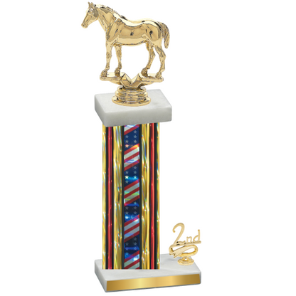 Accented Single Flag USA Second Place Horses Trophy