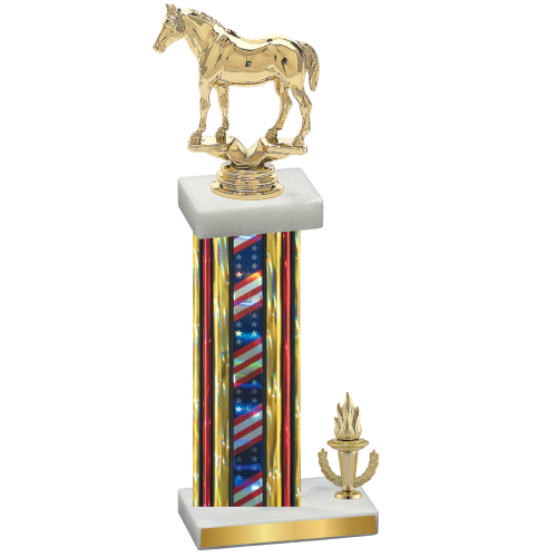 Accented Single Flag USA Victory Horses Trophy