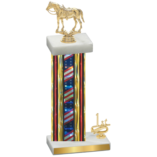 Accented Single Flag USA First Place Horses Trophy