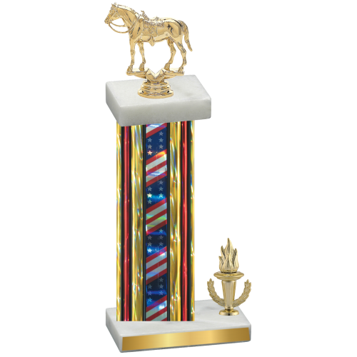 Accented Single Flag USA Victory Horses Trophy