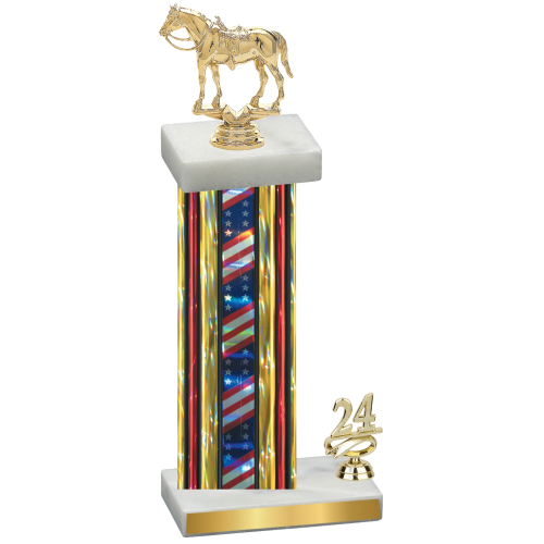 Accented Single Flag USA Year Horses Trophy