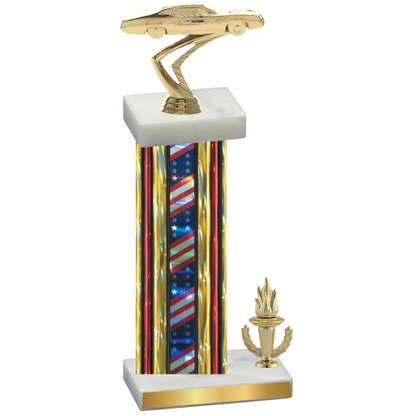 Accented Single Flag USA Victory Cars Trophy