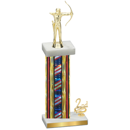 Accented Single Flag USA Second Place Archery Trophy
